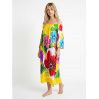 Hand Painted Rayon Off Shoulder Dress